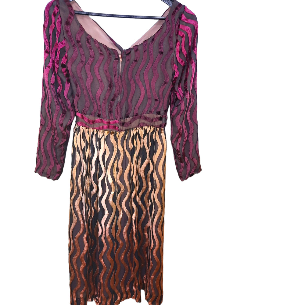 Vintage Ruben Panis| Jewel Tone Velvet Ombre Cocktail Dress
